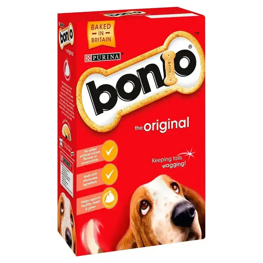 Red box of bonio dog biscuit the original chicken dog biscuits shaped like bones with basset hound image 1.2kg