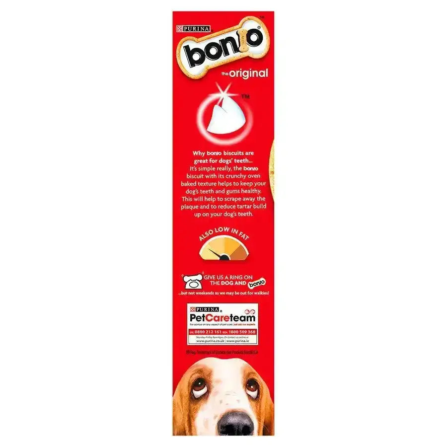 Red package of bonio dog biscuit original chicken dog biscuits with bone shape and basset hound image 1.2kg