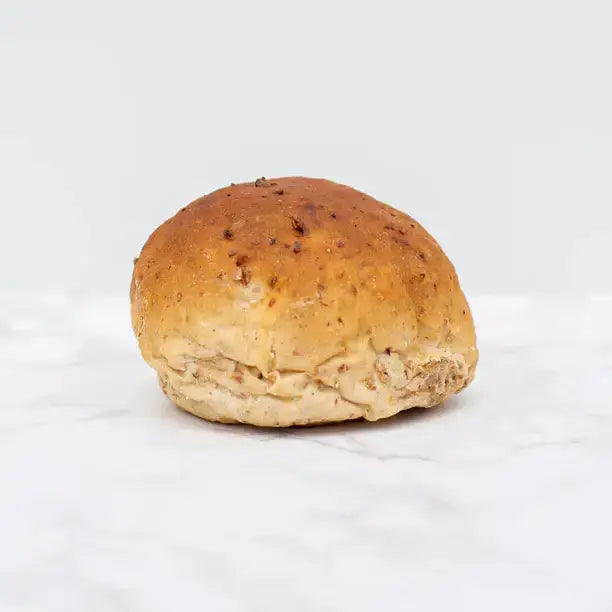 Golden-brown bread rolls packs of 2 with soft fluffy interior and herb-speckled crust perfect for round white bread lovers