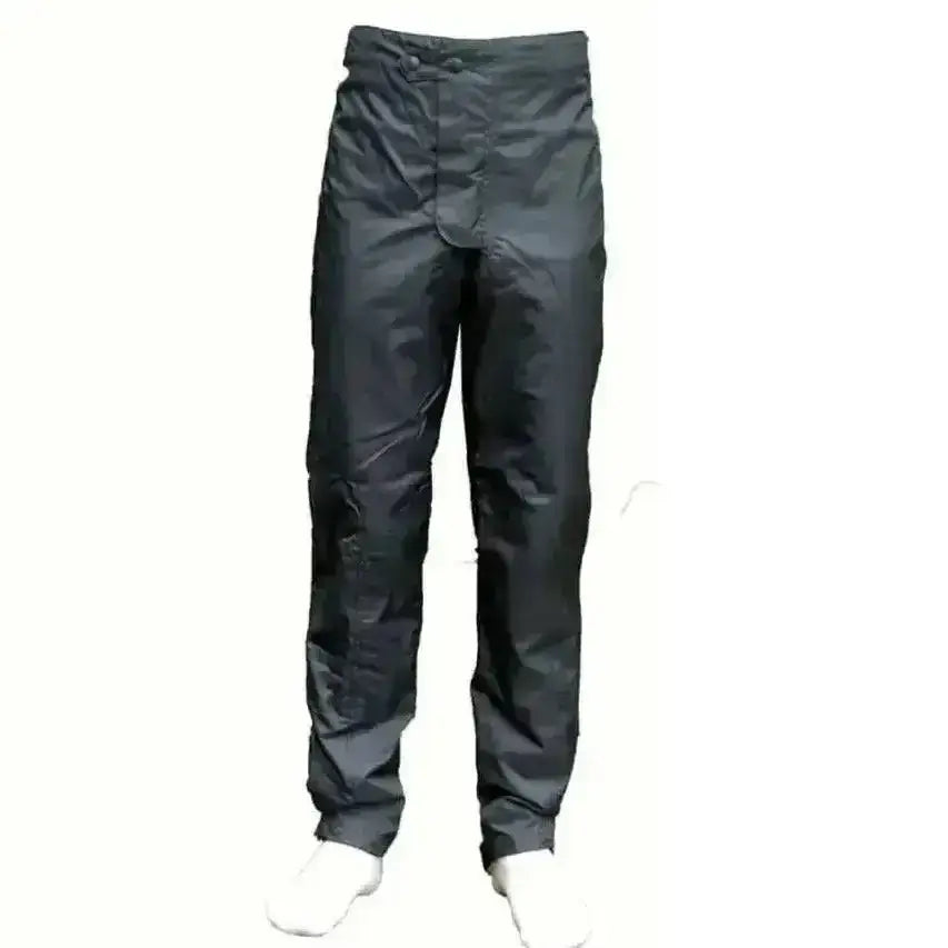 Black sleek durable breeze up childs waterproof trousers with matte finish and wick away lining making them fully waterproof