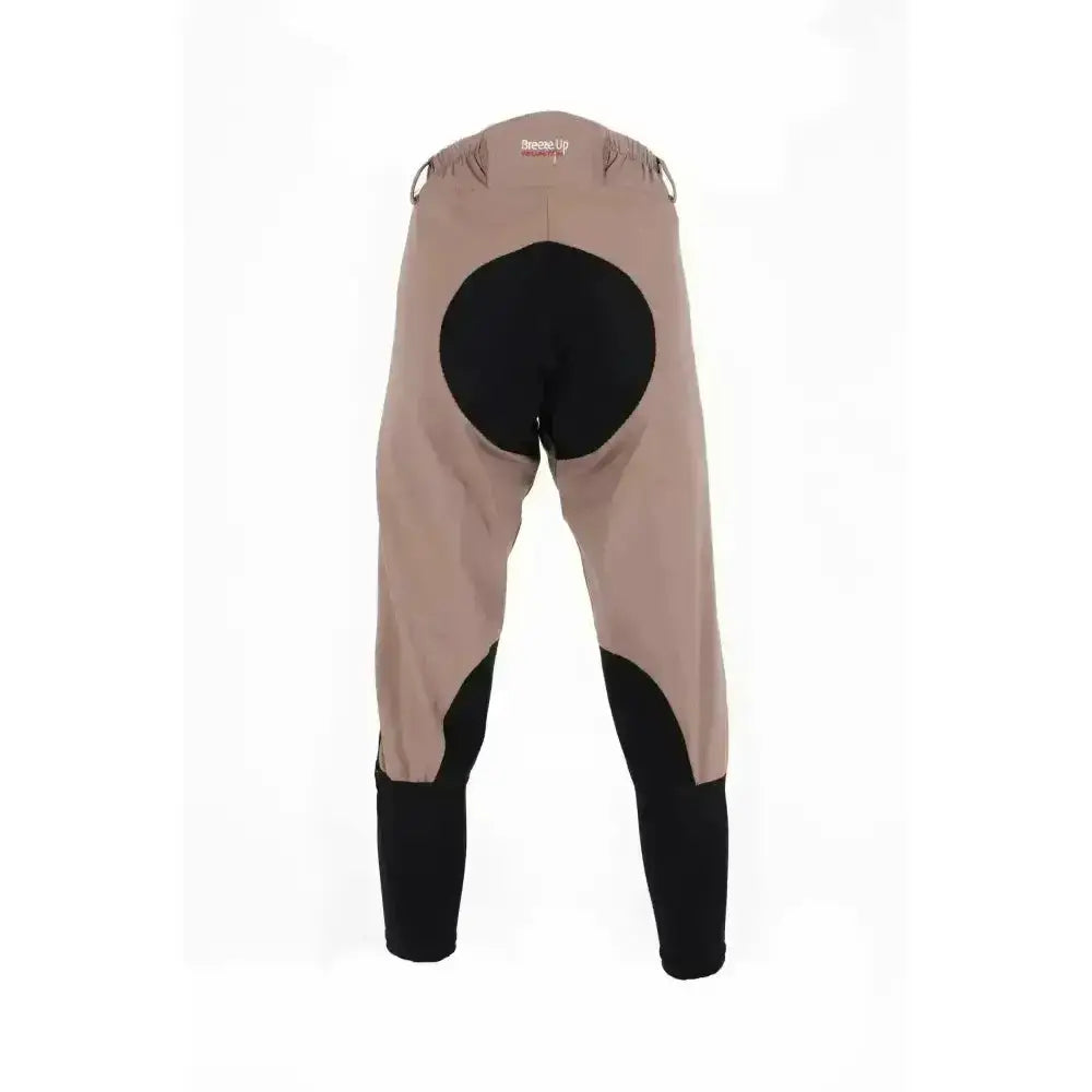 Beeswax beige and black exercise breeches with technical teflon coated fabric and optional contrasting padded seat back view