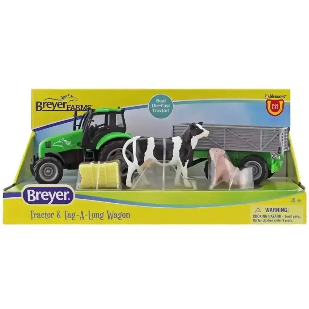Breyer Farm Tractor And Tag-A-Long Wagon Model Horses