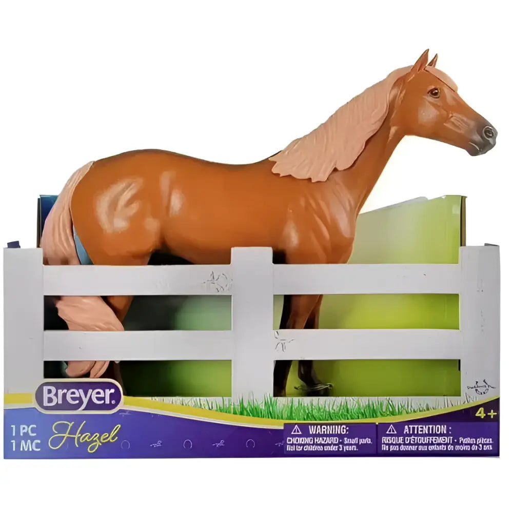 Breyer paddock pals hazel chestnut horse figurine with glossy brown coat and light tan mane tail and lower legs