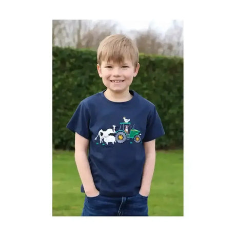 British Country Collection Farmyard Childrens T-Shirt Navy Age 1-2 Polo Shirts & T Shirts