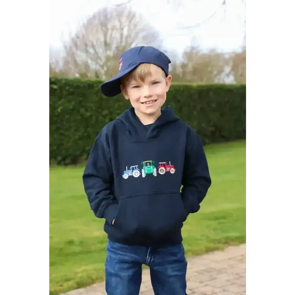 British Country Collection Three Tractors Childrens Hoodie Navy Age 1-2 Hoodies