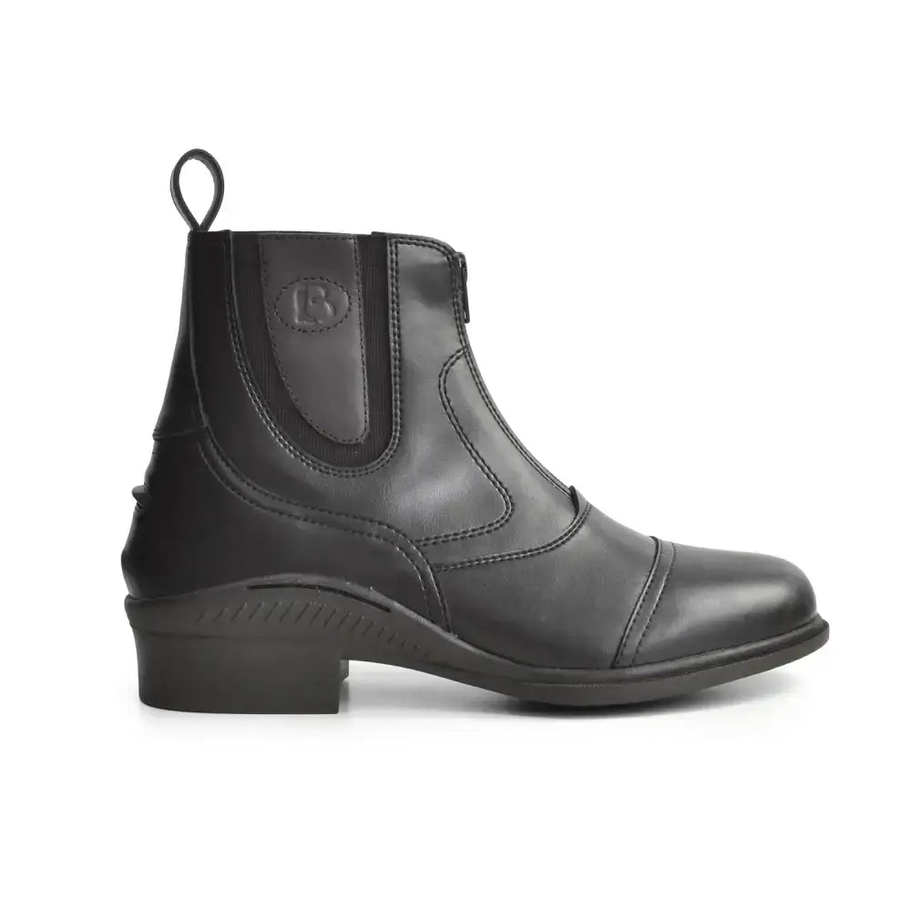 Black leather brogini 471 burleigh sport paddock boots with stitched detailing and pull tab for easy wear