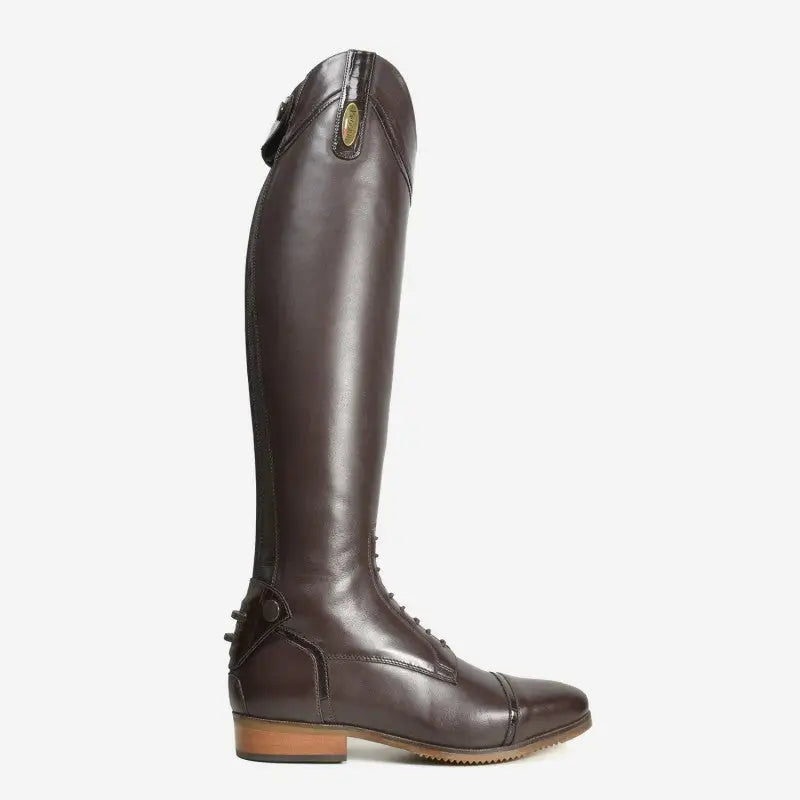 Back view of brogini 5512 florence regular vogue croc boots brown in dark brown leather with zipper and low block heel