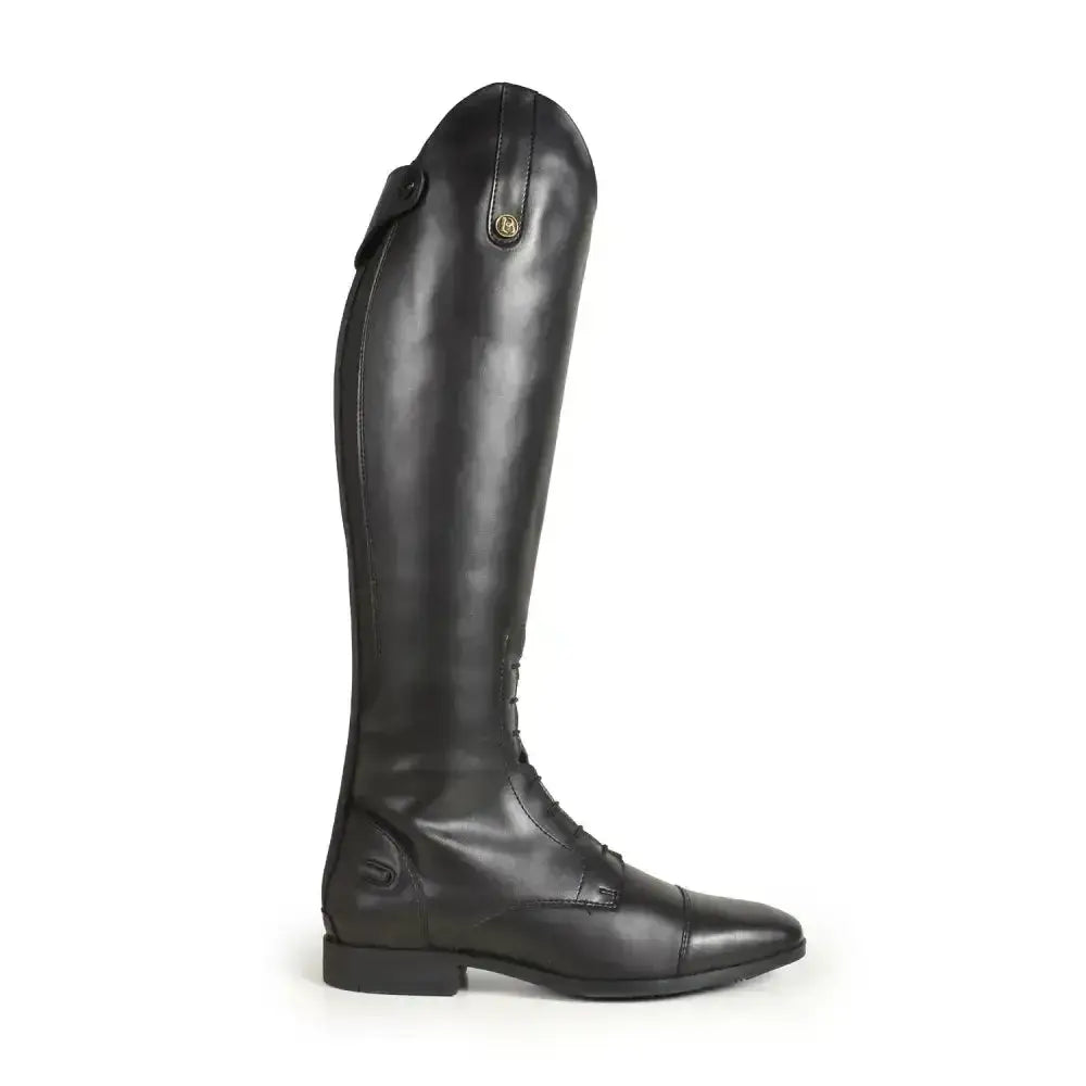 Black leather brogini albareto easy-care field boots with polished finish and gold branding in durable synthetic leather