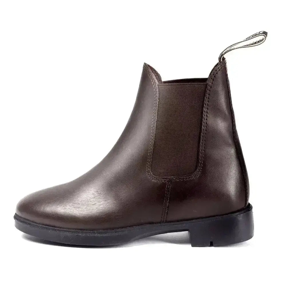 Brown leather brogini pavia piccino jbc kids jodphur boots with elastic side panels and back pull tab
