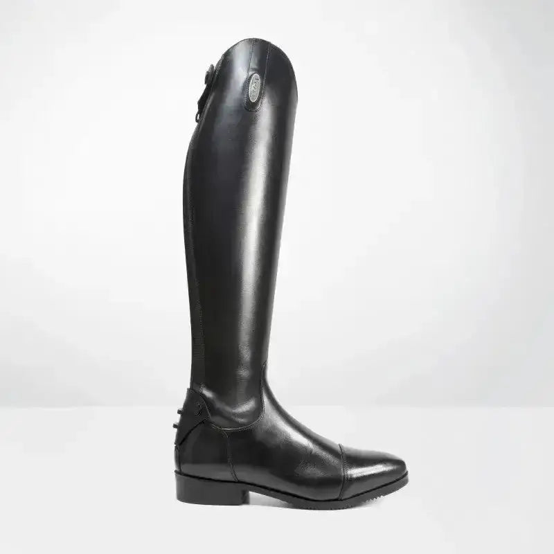 Black leather brogini turin pro competition boot with sleek polished finish and subtle emblem on upper shaft