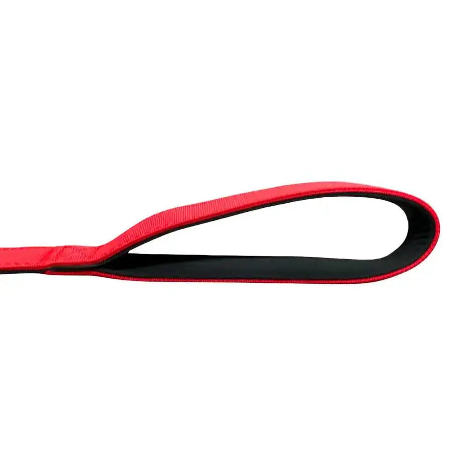 Red and black bTactical extra-strong nylon carabiner clip dog lead with reinforced loop handle and triple stitch nylon