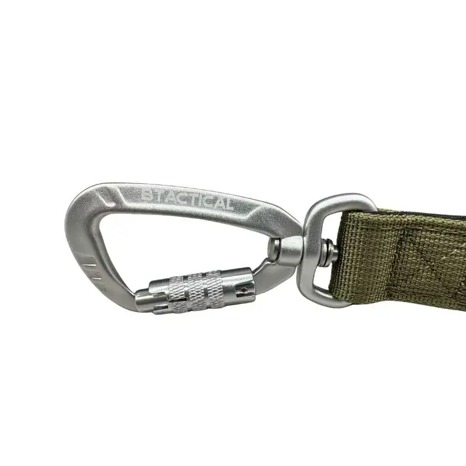 BTactical™ Extra-Strong Nylon Carabiner Clip Dog Lead | Khaki Green 120cm Dog Lead