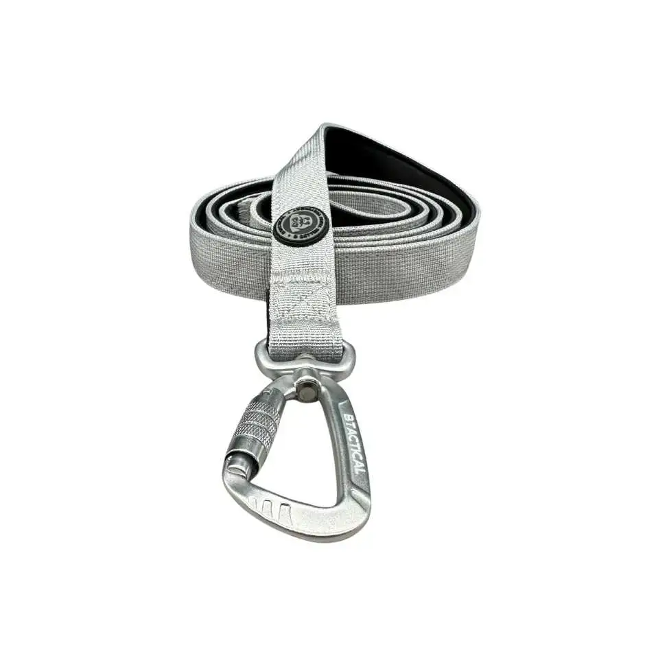 BTactical™ Extra-Strong Nylon Carabiner Clip Dog Lead | Misty Grey 120cm Dog Lead