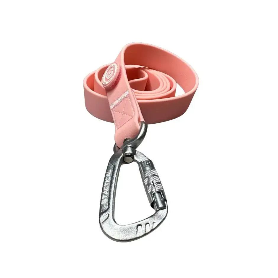 Pastel pink btactical pvc dog lead with extra-strong silver carabiner clip and anti-tangle swivel buckle leather alternative