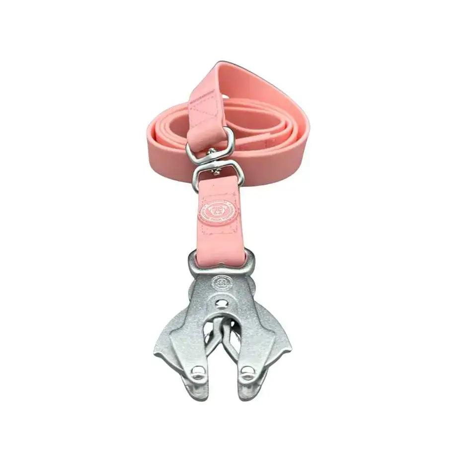 Btactical extra-strong pastel pink pvc frog clip dog lead with pink leather leash and silver anti-tangle swivel buckle clip