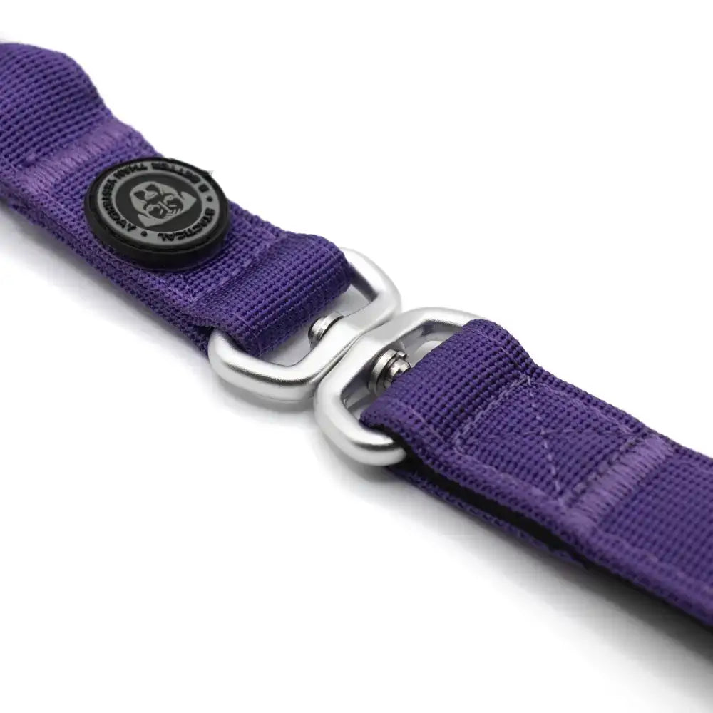 Btactical nylon frog clip dog lead extra-strong frog clip purple woven nylon with silver buckle and black brand emblem