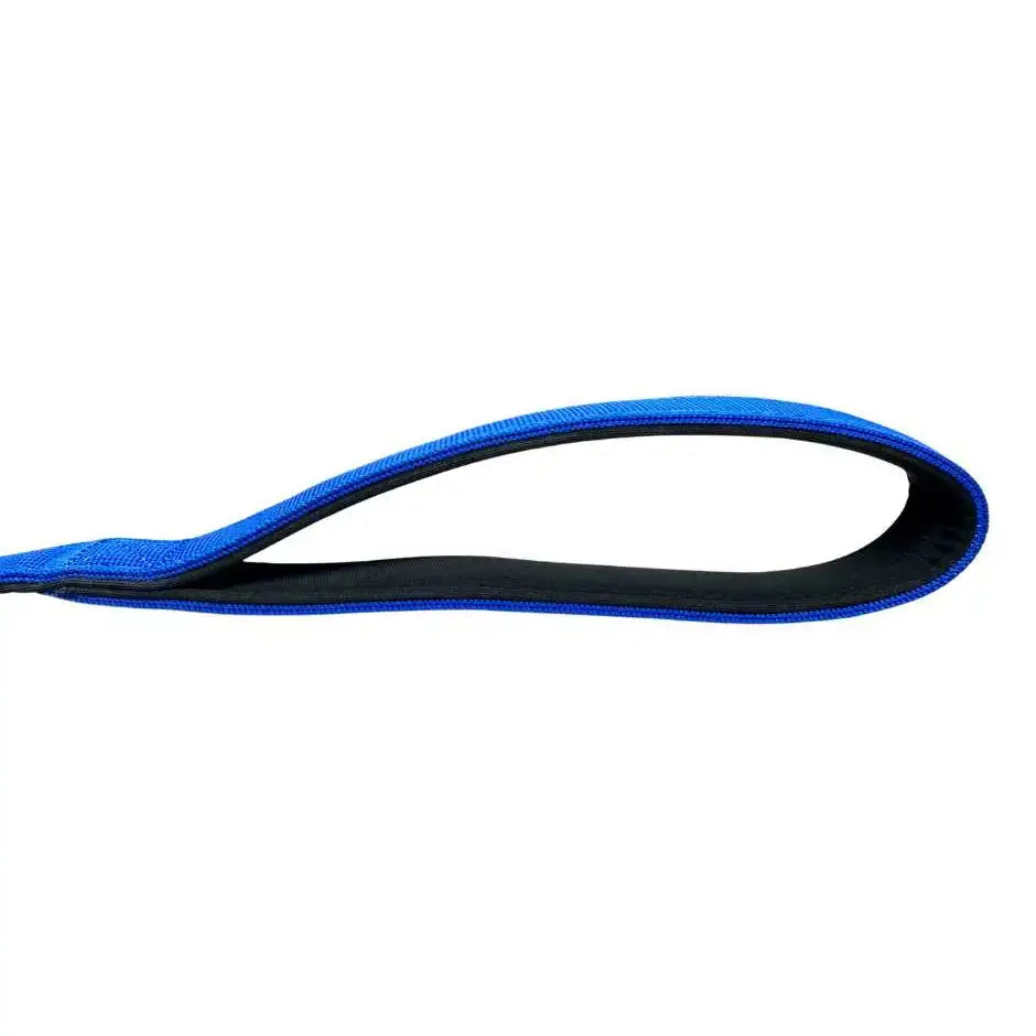 Btactical nylon frog clip dog lead with extra-strong frog clip and neoprene padded royal blue handle with black lining