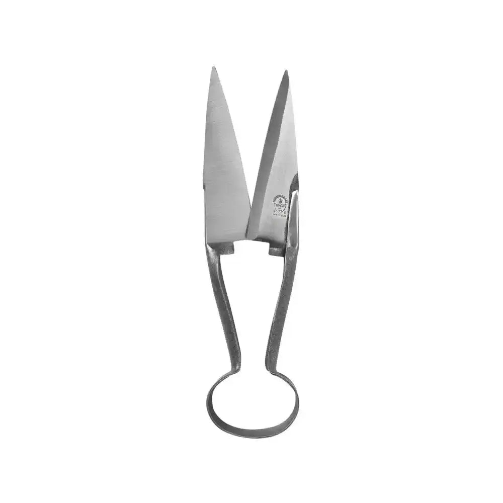 Silver-toned metal ball dagging shears single with sharp pointed blades and sturdy looped handle for precise cutting
