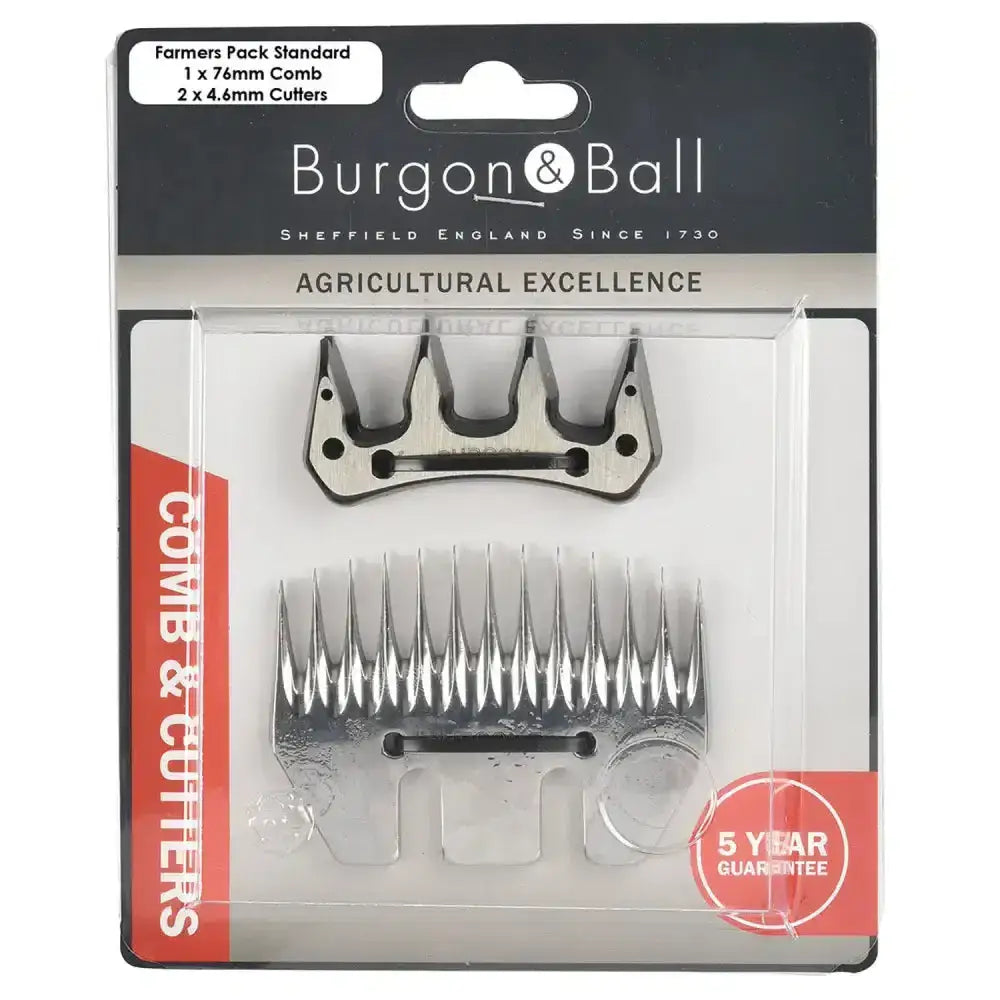 Burgon & ball farmer pack comb & cutters set in clear plastic packaging for efficient wool handling