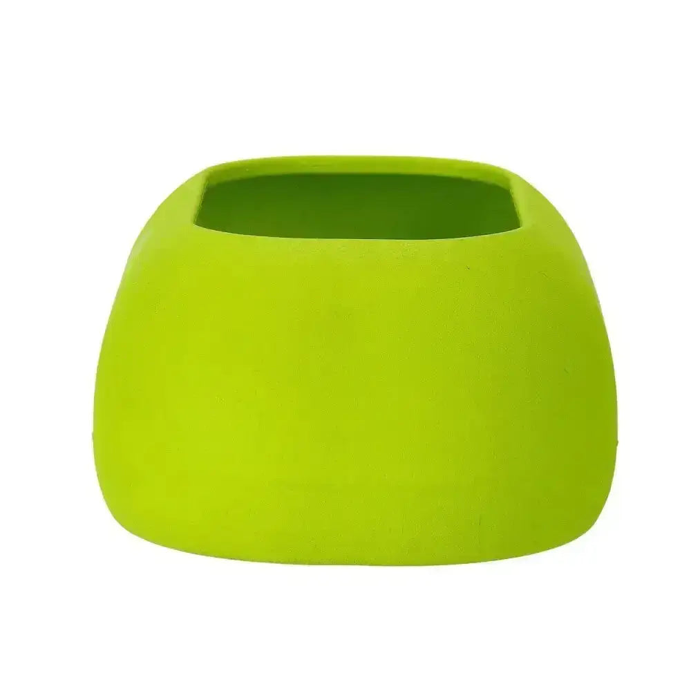 Vibrant lime green silicone buster incredibowl dog bowl with smooth rounded rectangular shape for long eared dogs