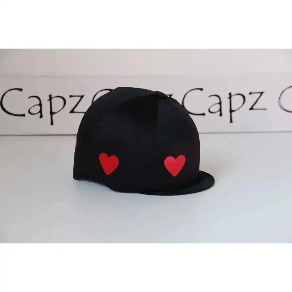Capz Motif Cap Cover Lycra Heartz Black/Red Hat Silks