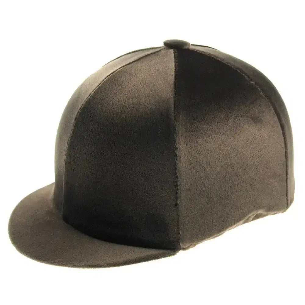 Black suede equestrian capz plain cap with flat brim and stitched paneling versatile cap cover velour