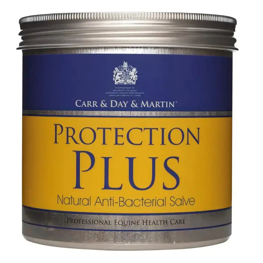 Carr & day & martin protection plus antibacterial pink ointment in a blue and yellow metal container