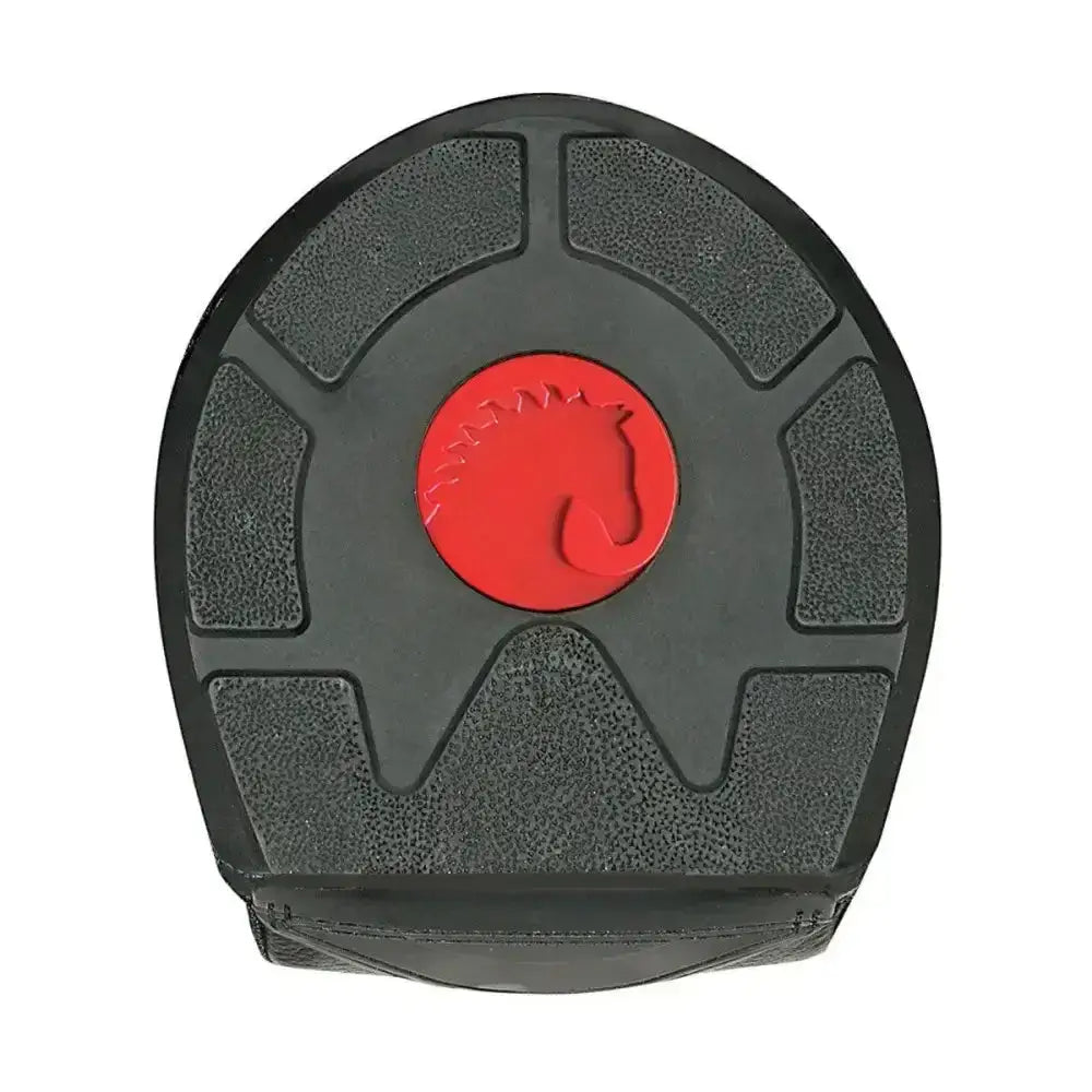 Black rubber cavallo trek slim hoof protector with rust proof metal and high performance tpu featuring red horse logo