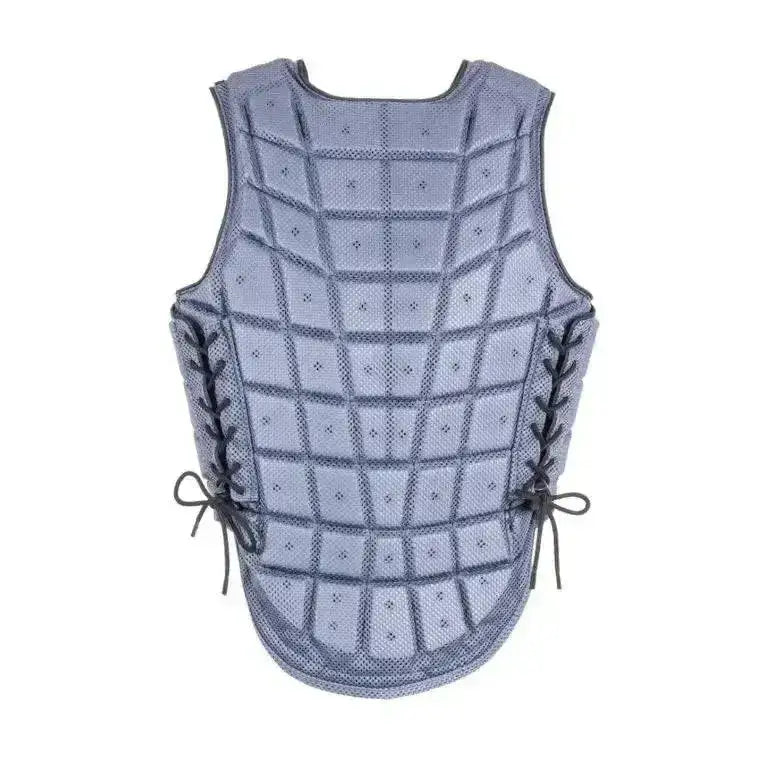 Gray mesh champion titanium ti22 youths body protector with quilted padding and black side lacing