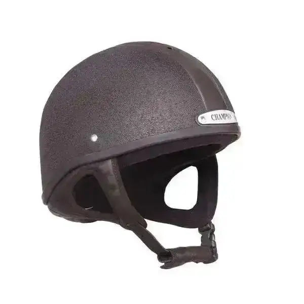 Black champion ventair deluxe skull riding hat with textured shell and padded interior for equestrian use