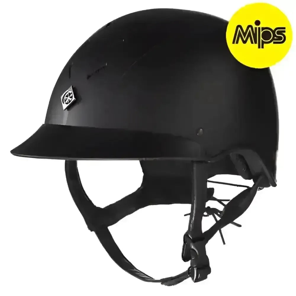 Charles Owen AyrBrush Peaked Riding Helmet With Pinstripe MYPS Small 52 cm - 55 cm Standard Black Riding Hats