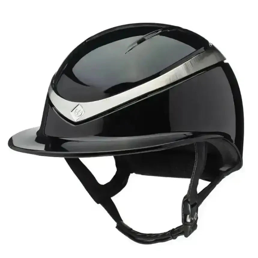 Charles Owen Halo Riding Helmet Gloss Black Shell Small Platinium Riding Hats