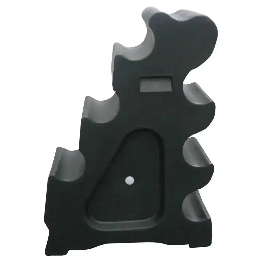 Black plastic dumbbell rack with curved slots in classic showjumps sloping block for popular selling jump sets