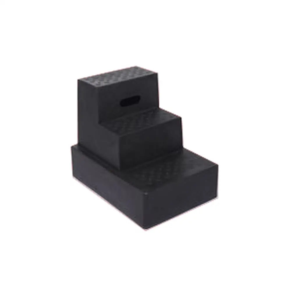 Black rubber classic showjumps standard mounting block three tread with textured non slip surface and central slot