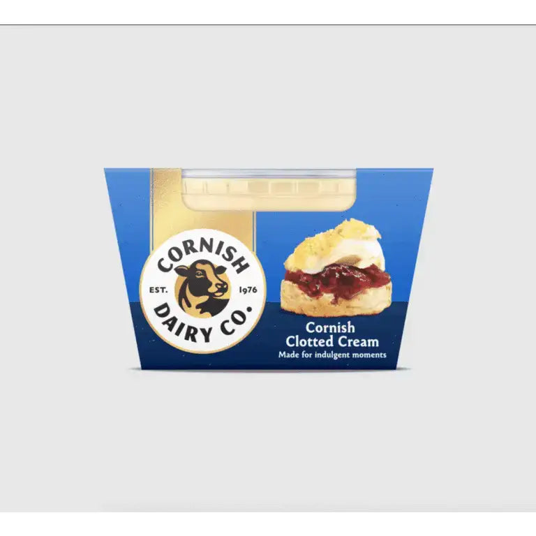 Close-up of cornish clotted cream by cornish dairy co in a classic white container perfect for jimmys iced coffee recipes
