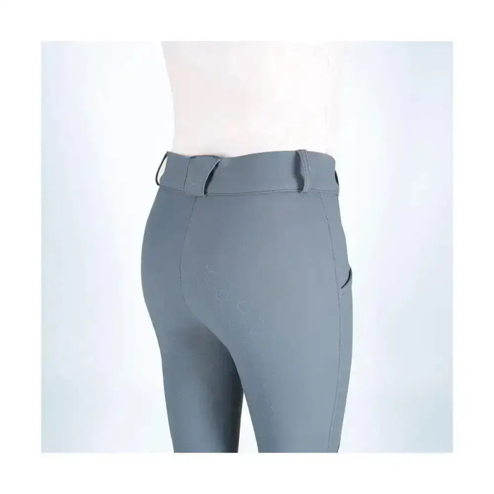 Gray coldstream balmore thermal riding tights with fitted design belt loops and brushed fleece riding fabric