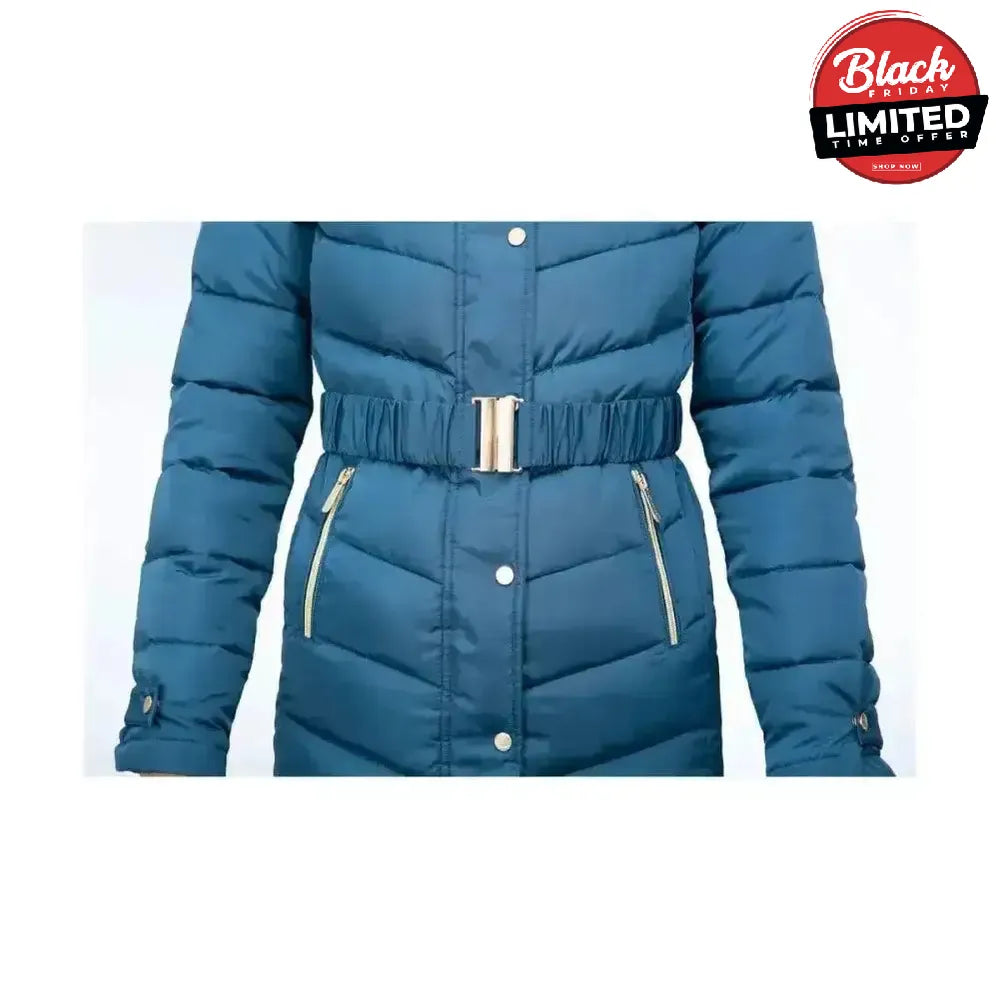 Coldstream Branxton Long Quilted Coat Cool Slate Blue Small Outdoor Coats
