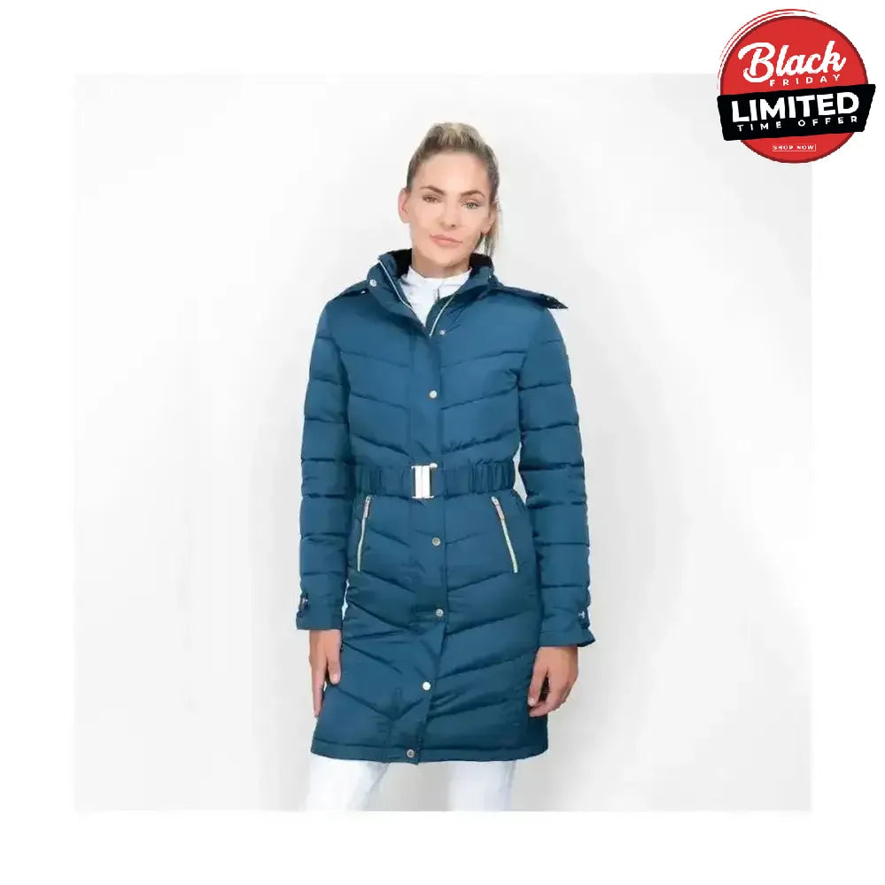 Coldstream Branxton Long Quilted Coat Cool Slate Blue Small Outdoor Coats