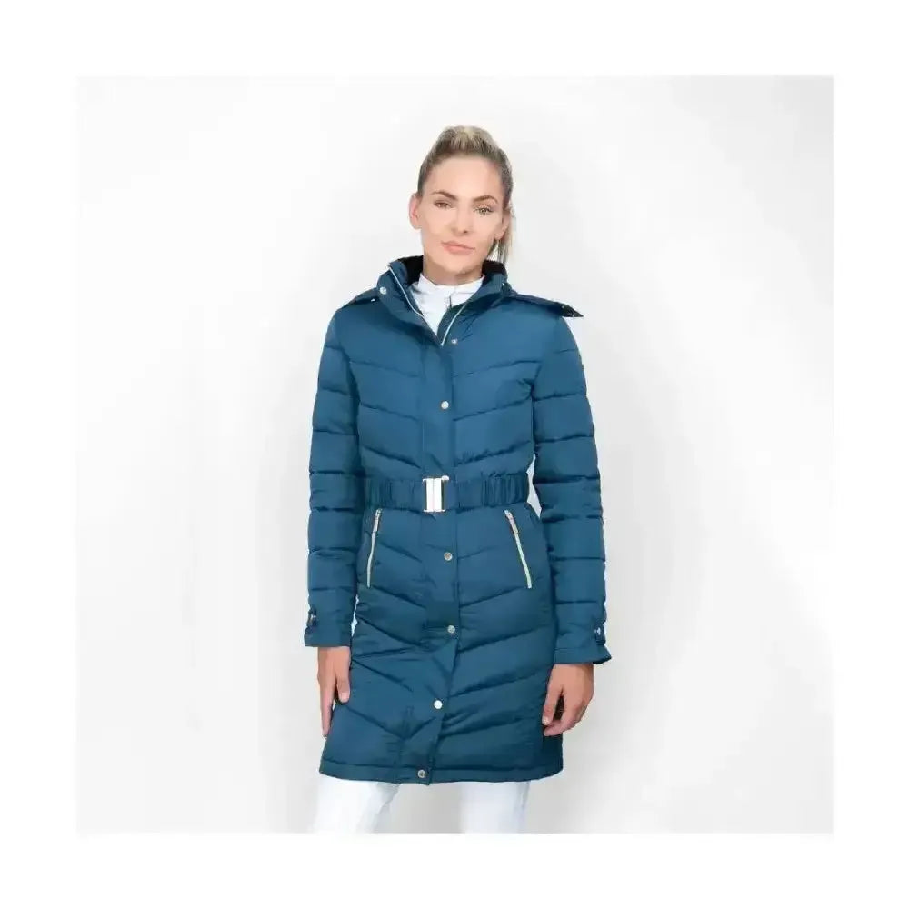Coldstream Branxton Long Quilted Coat Cool Slate Blue Small Outdoor Coats
