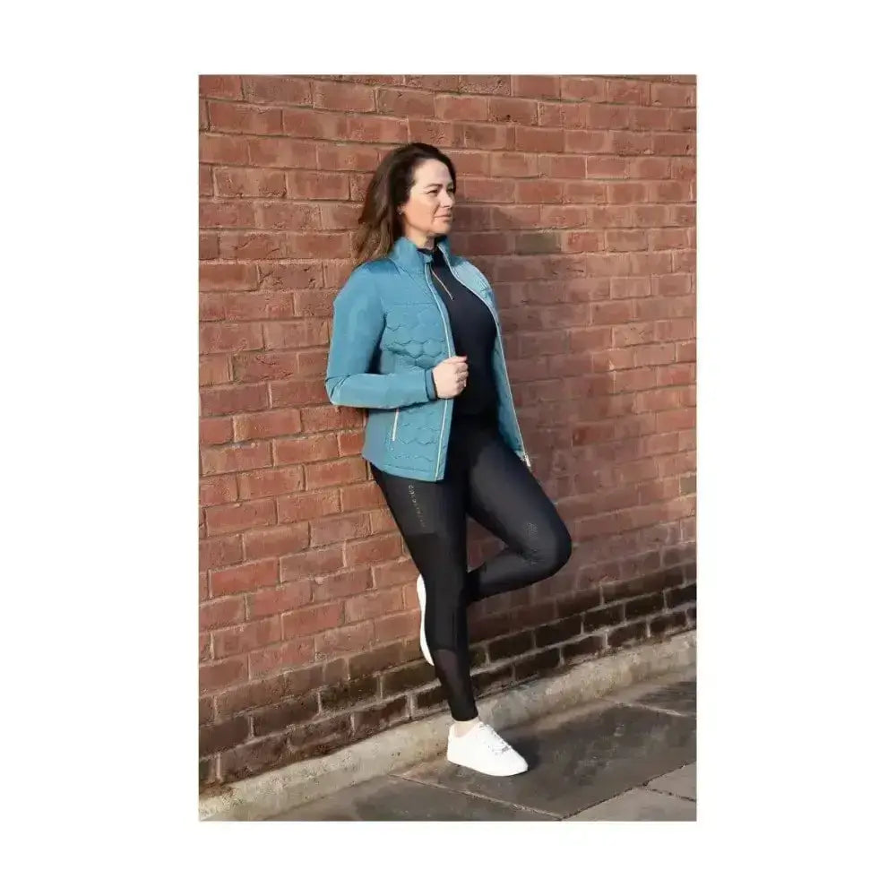 Teal quilted zip-up coldstream linton lightweight jacket in cool slate blue perfect for cool weather layering