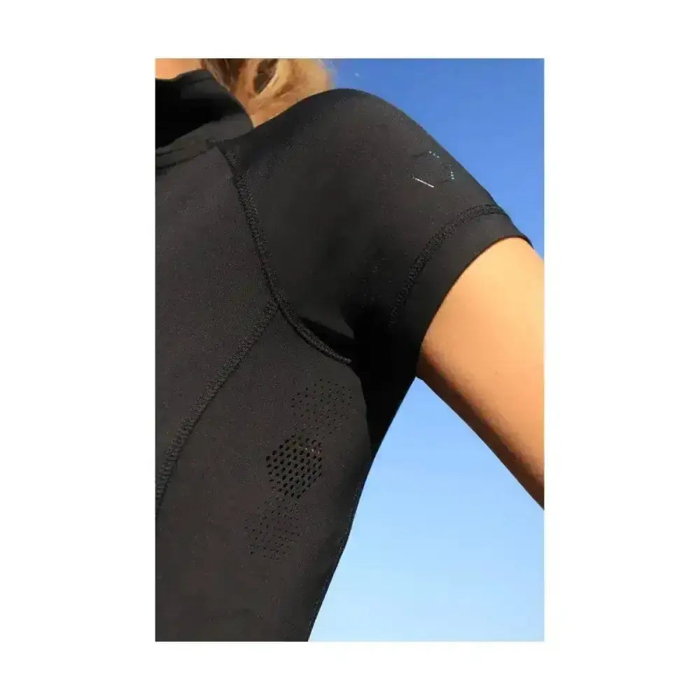 Black coldstream midlem short sleeve base layer with breathable perforated mesh panels for active wear