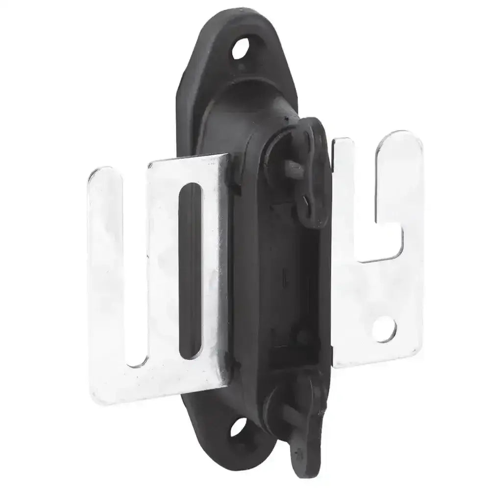 Black plastic and chrome metal corral profi gate insulator with u-shaped design for solid tape insulator use