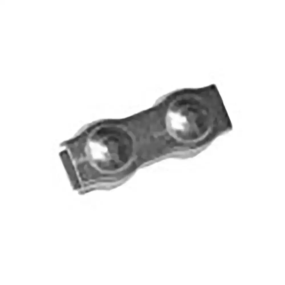 Metallic gray corral rope connector galvanised with two circular ends for securing 6mm ropes