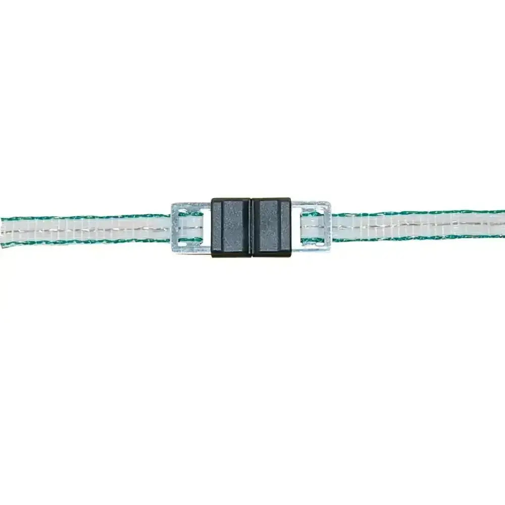 Green and white reflective corral tape connector litzclip with black buckle and stainless steel 12.5mm clip