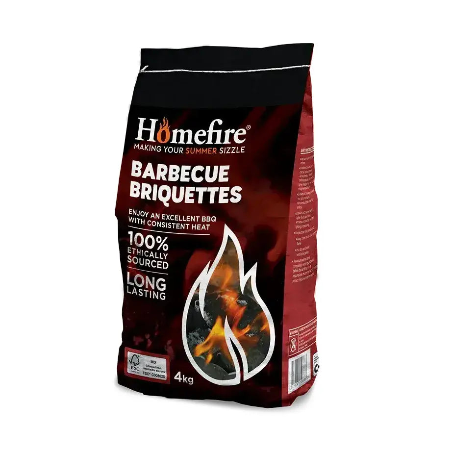 Cpl homefire 4kg bag of homefire barbecue briquettes with red and black flame design for barbecue grilling