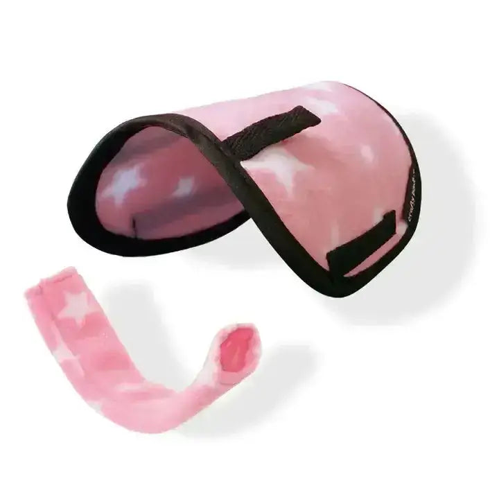 Pink star-patterned swim mask with black trim and matching pink snorkel for crafty ponies saddle cloths and girth sleeves