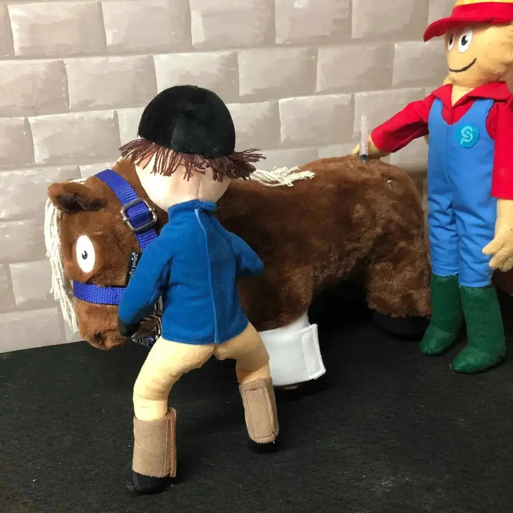 Brown plush crafty ponies vet horse with blue bridle and white mane for ponies vet suture play set
