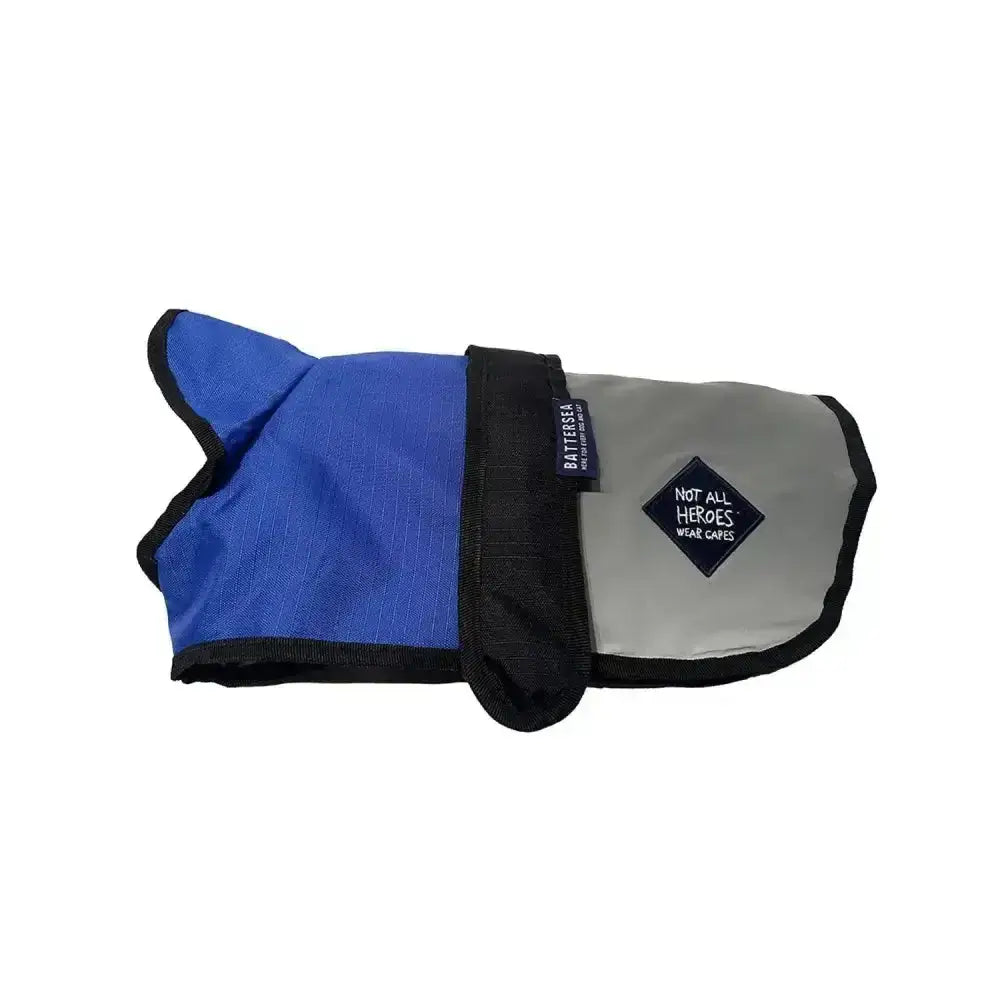 Blue and gray danish design battersea 2-in-1 dog coat with black trim and diamond patch for all-weather use