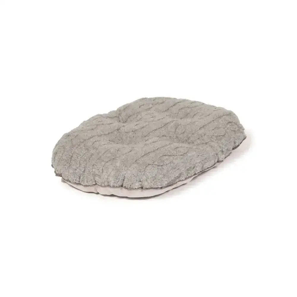 Gray plush oval danish design bobble quilted mattress dog bed with soft cushioned interior for pets