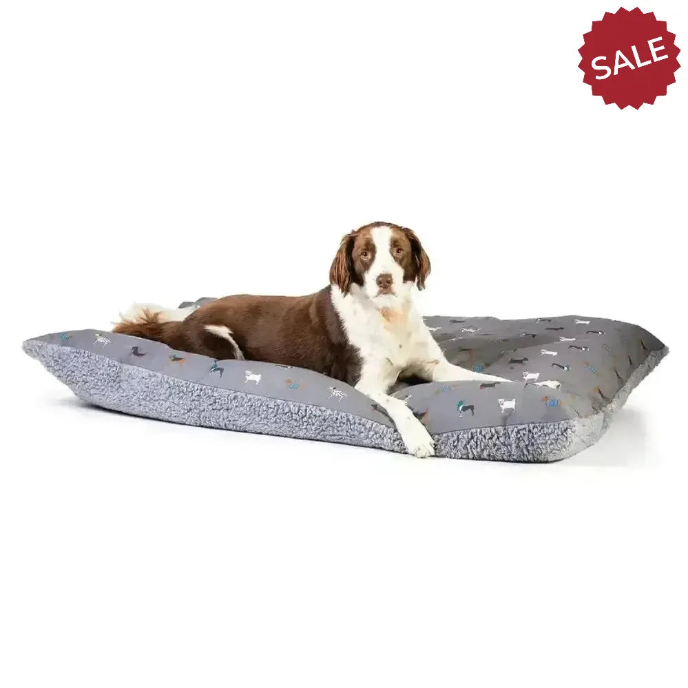 Danish Design Fatface Marching Dogs Deep Duvet Dog Bed Medium Grey Dog Beds